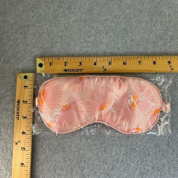 Kate Spade New York Silk Daisy Print Eye Mask Pink Orange Sleep Plane Selfcare - Picture 5 of 8
